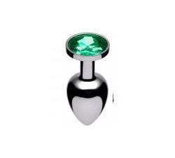 Jewel Butt Plug Silver Emerald End